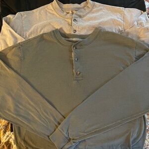 Men's Gray and Green Henley Shirts